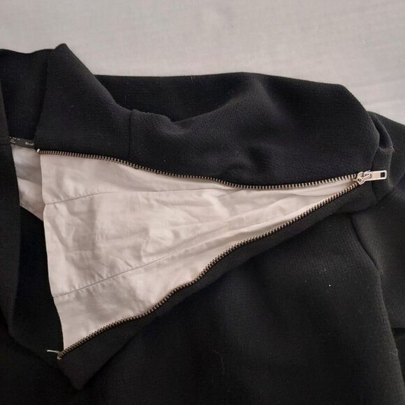 Zara Black/White Mock Neck Shoulder Zip Layered Top Size Medium - Picture 4 of 13